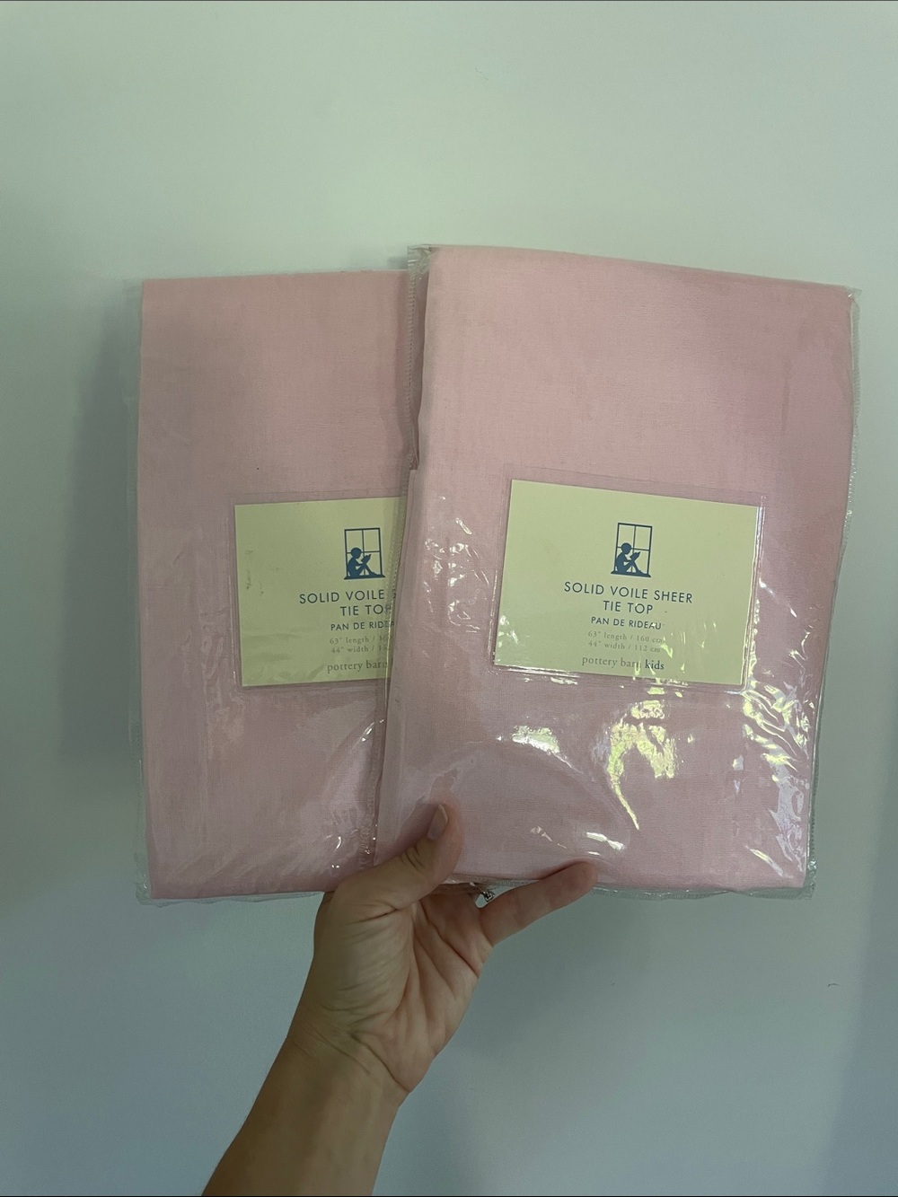 Pottery Barn Kids Solid Voile Sheer Tie Top Panel - Light Pink